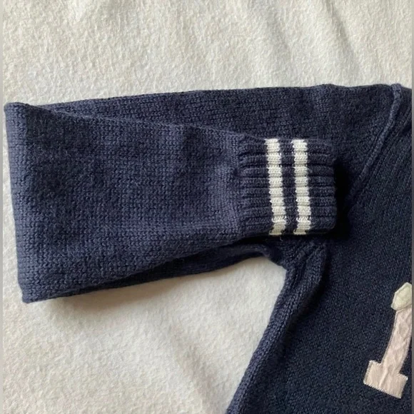 Nautica Navy Zip-Up Sweater with Cream '1999' Patch - Picture 4 of 8